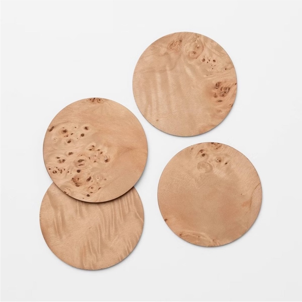 4pc Burl Wood Coaster Set Brown - Threshold designed with Studio McGee, Target